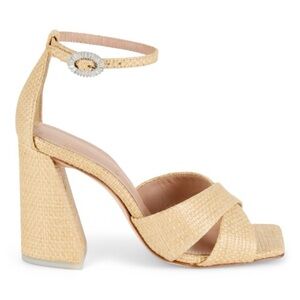 BLACK SUEDE STUDIO Chelsea Raffia Block Heel Sandals NWT